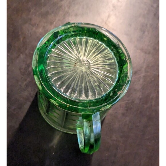 Vintage Hazel Atlas Green Uranium Glass Double Handle Cup Open Sugar Bowl - Picture 6 of 9